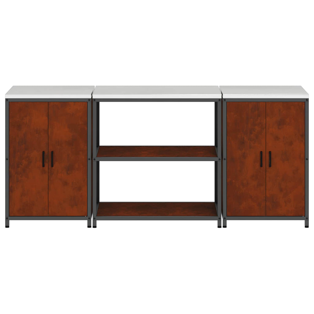Ensemble De Rangement Cuisine Hattem 3 Pc Rouillé Acier