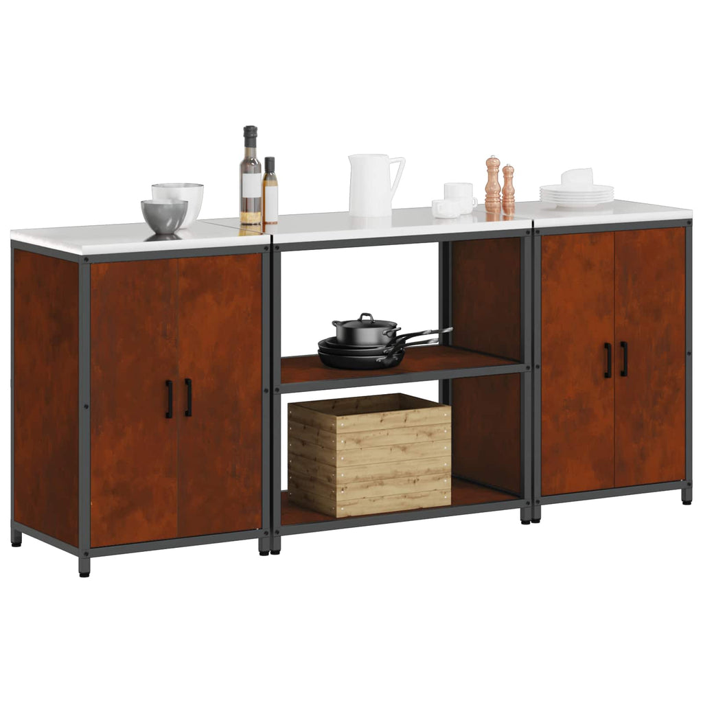 Ensemble De Rangement Cuisine Hattem 3 Pc Rouillé Acier