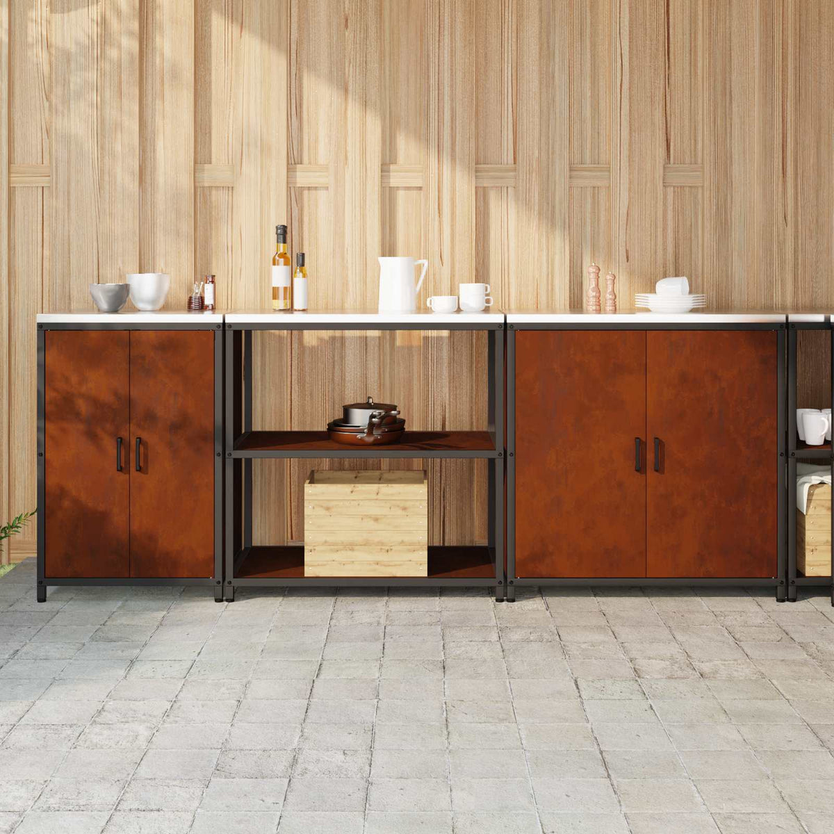 Ensemble De Rangement Cuisine Hattem 3 Pc Rouillé Acier