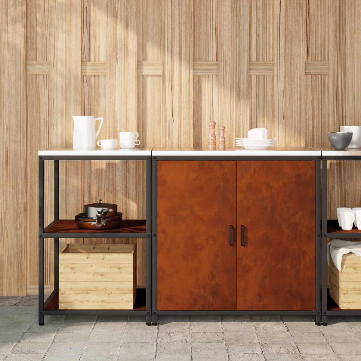 Ensemble De Rangement Cuisine Hattem 2 Pc Rouillé Acier