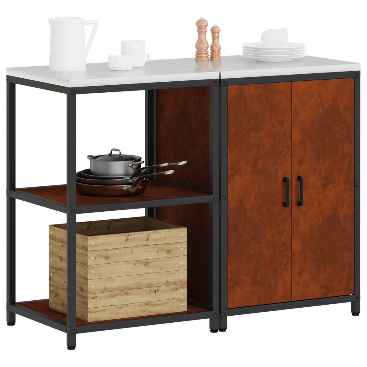 Ensemble De Rangement Cuisine Hattem 2 Pc Rouillé Acier