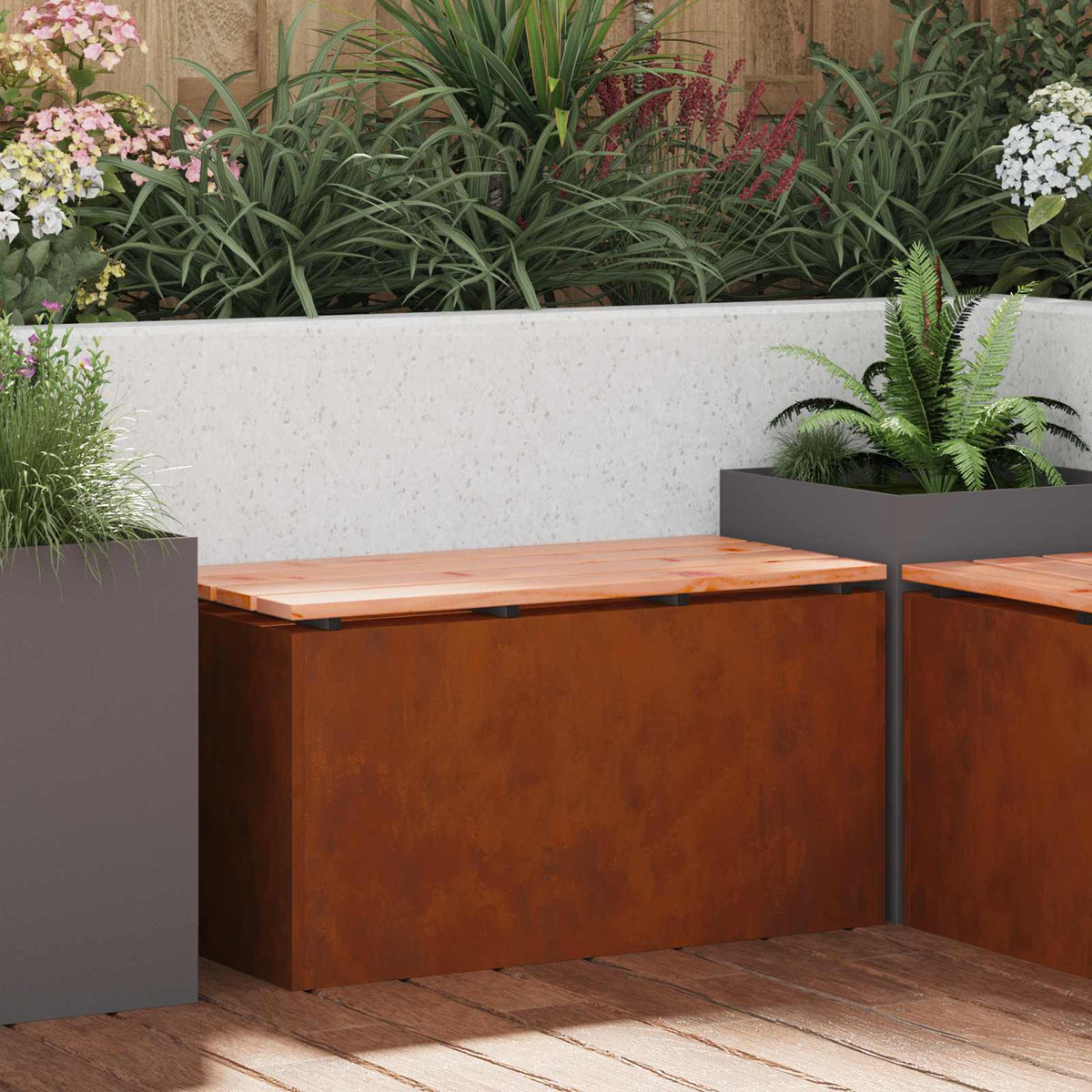 Banc De Jardin 1 -Seater Rouillé Carré