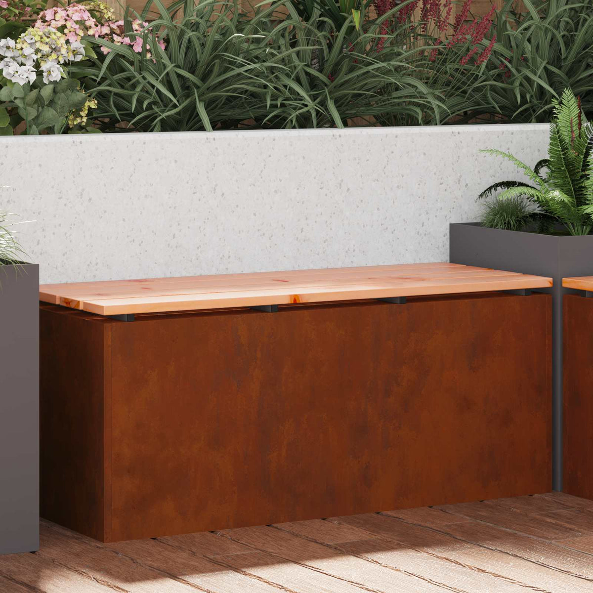Banc De Jardin 1 -Seater Rouillé Carré