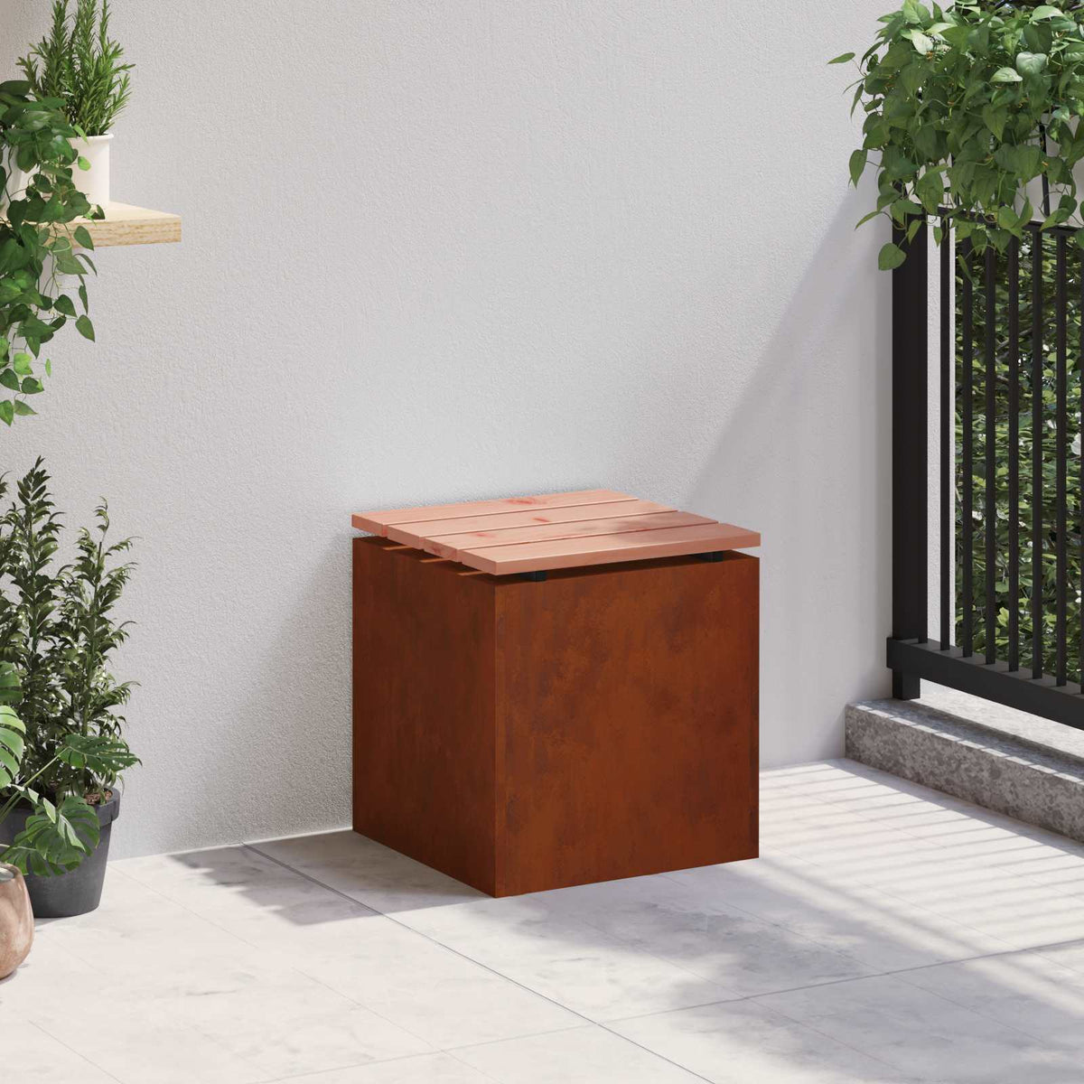 Banc De Jardin 1 -Seater Rouillé Carré