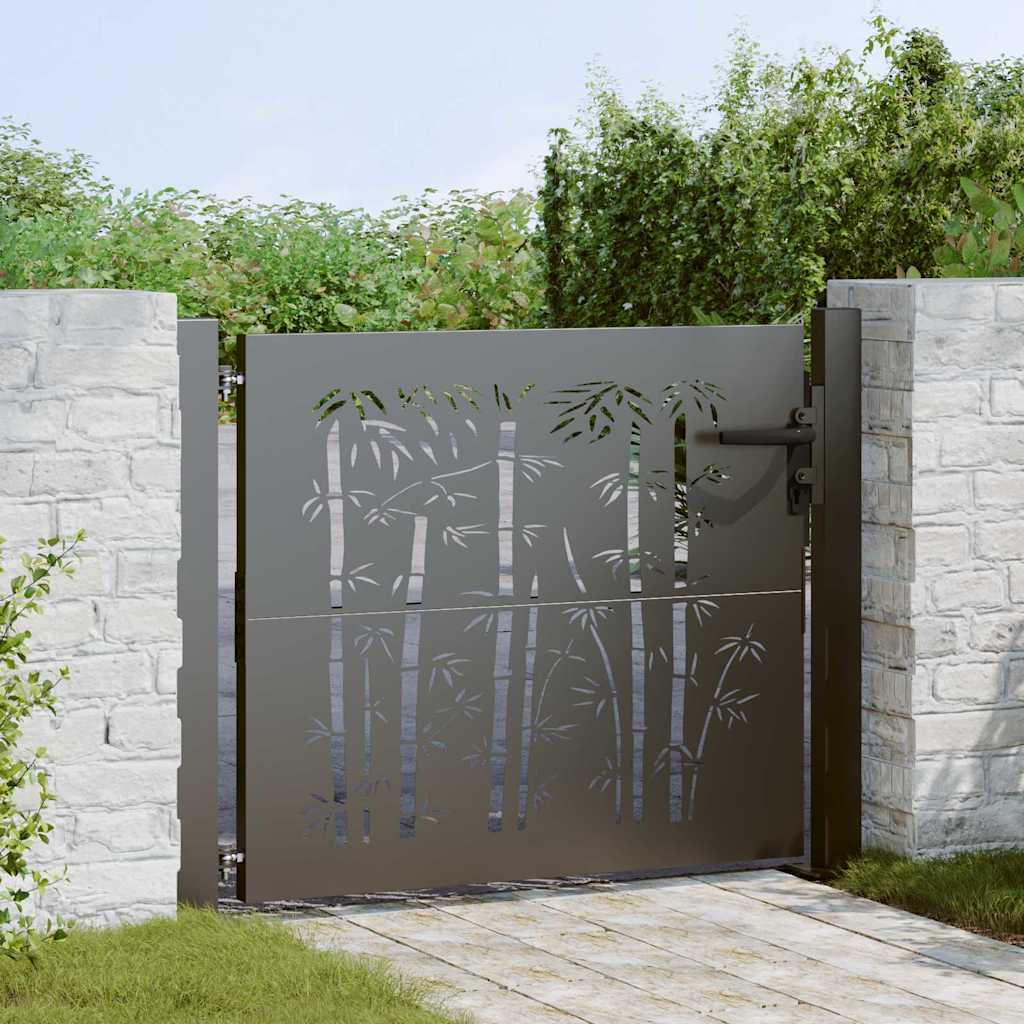 Portail De Jardin En Acier Corten Et Bambou