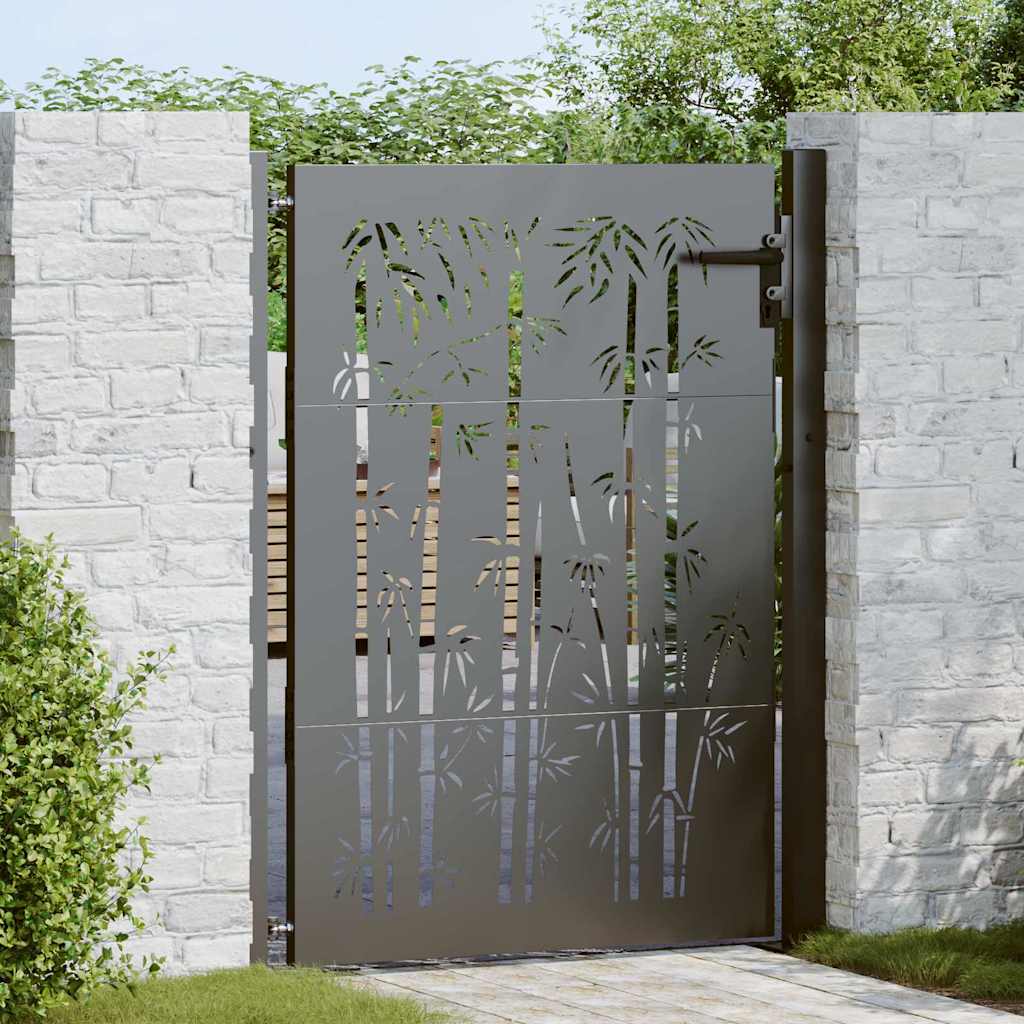 Portail De Jardin En Acier Corten Et Bambou