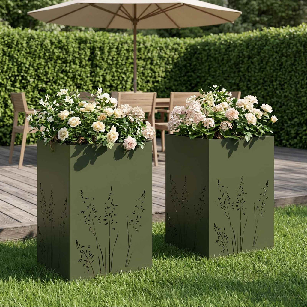 Cache-Pot De Jardin 2 Pc Rouillé
