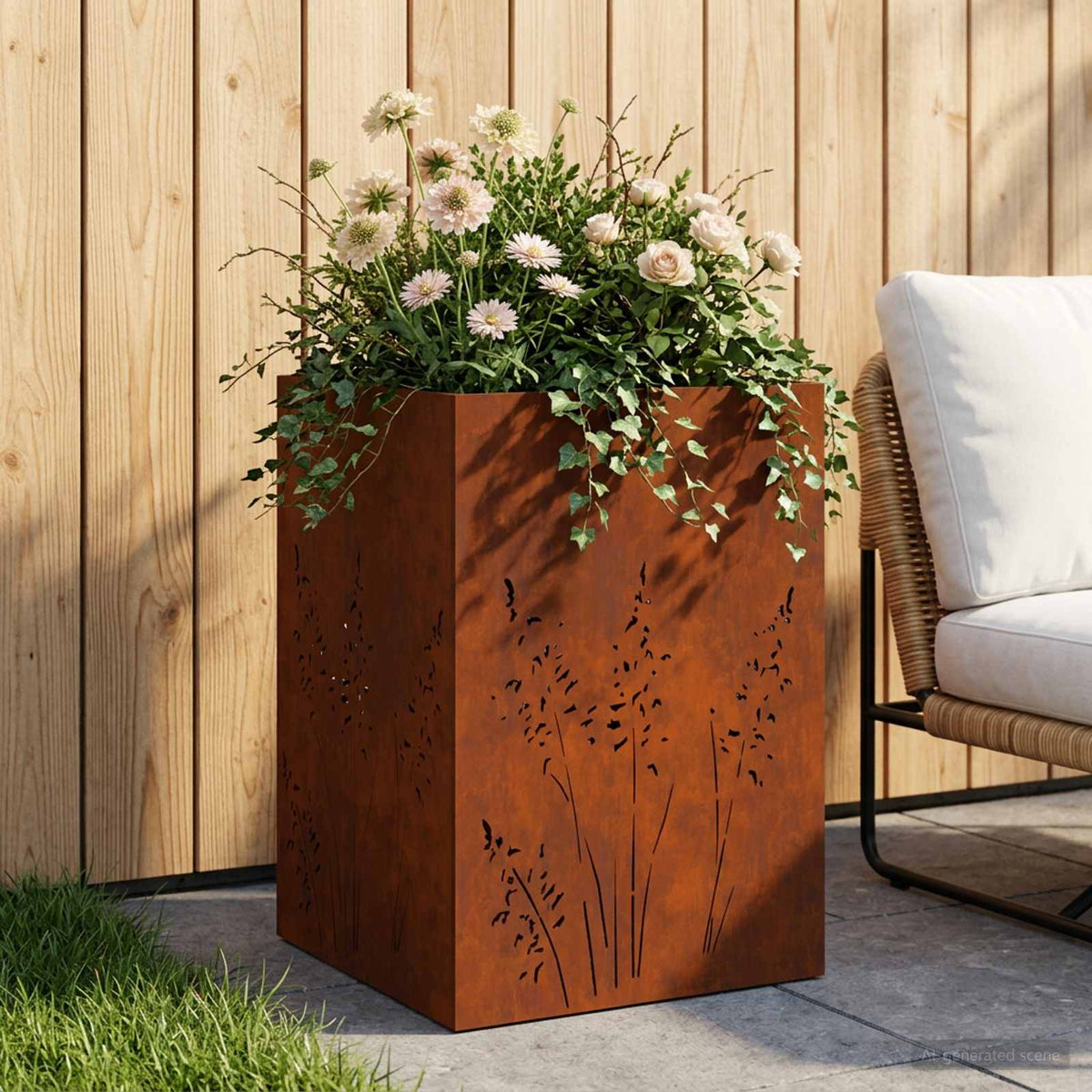 Cache-Pot De Jardin 2 Pc Rouillé