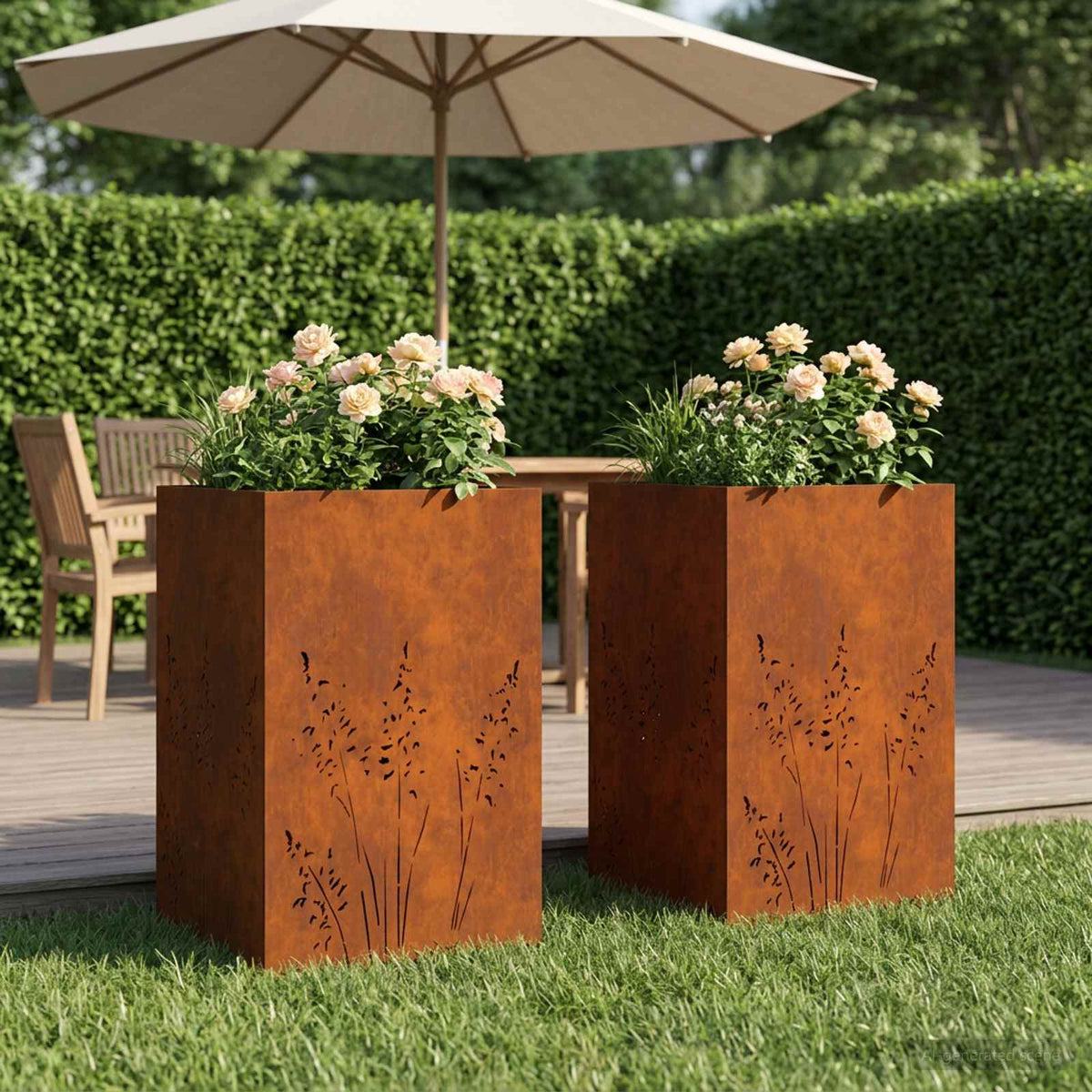Cache-Pot De Jardin 2 Pc Rouillé