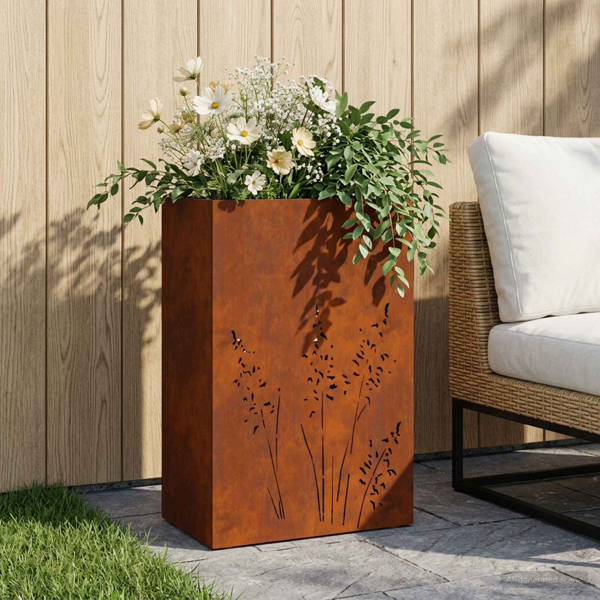Cache-Pot De Jardin 2 Pc Rouillé
