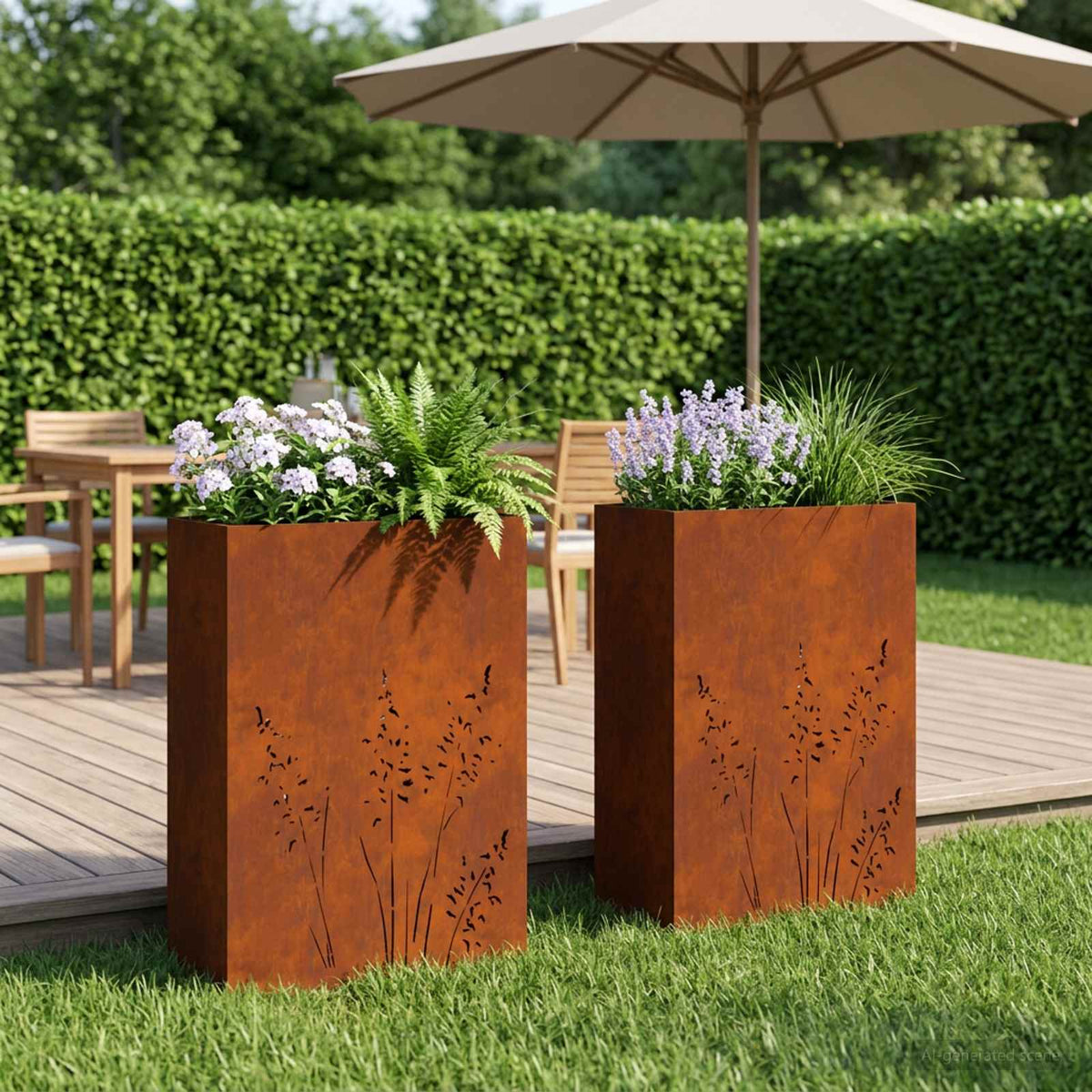 Cache-Pot De Jardin 2 Pc Rouillé