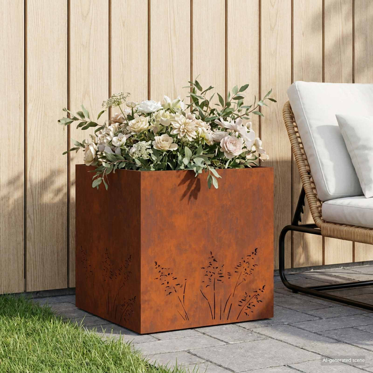 Cache-Pot De Jardin 2 Pc Rouillé