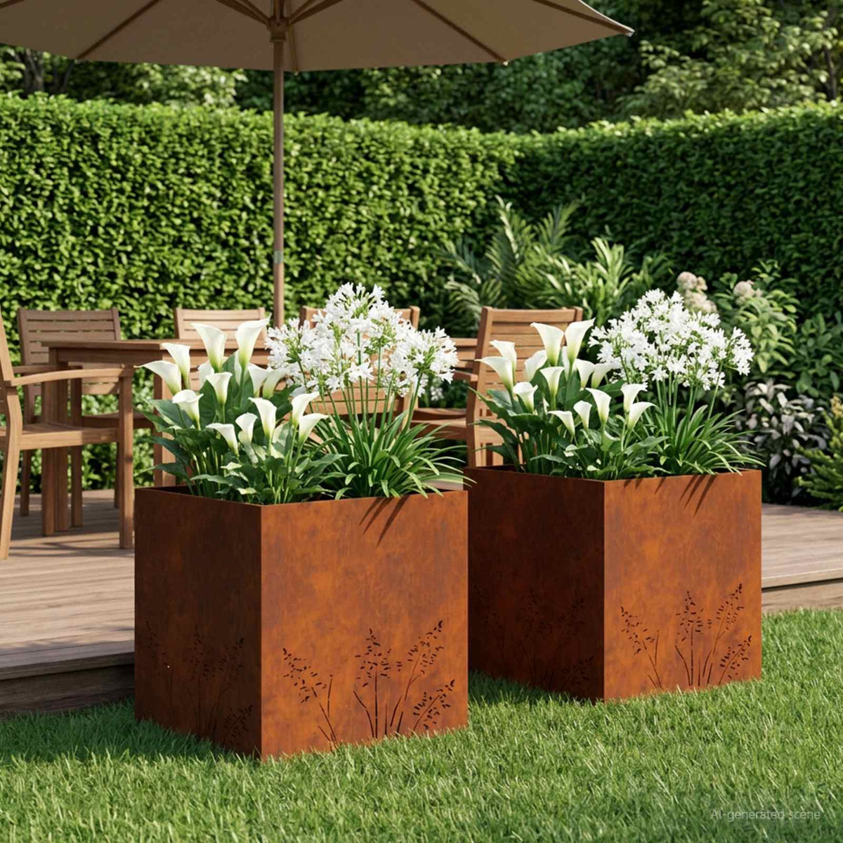 Cache-Pot De Jardin 2 Pc Rouillé