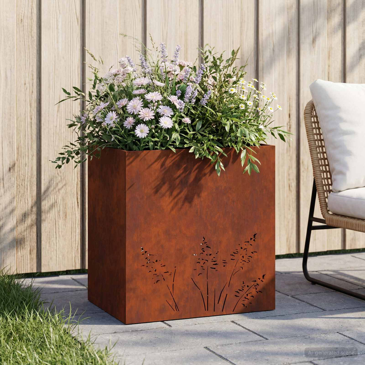 Cache-Pot De Jardin 2 Pc Rouillé