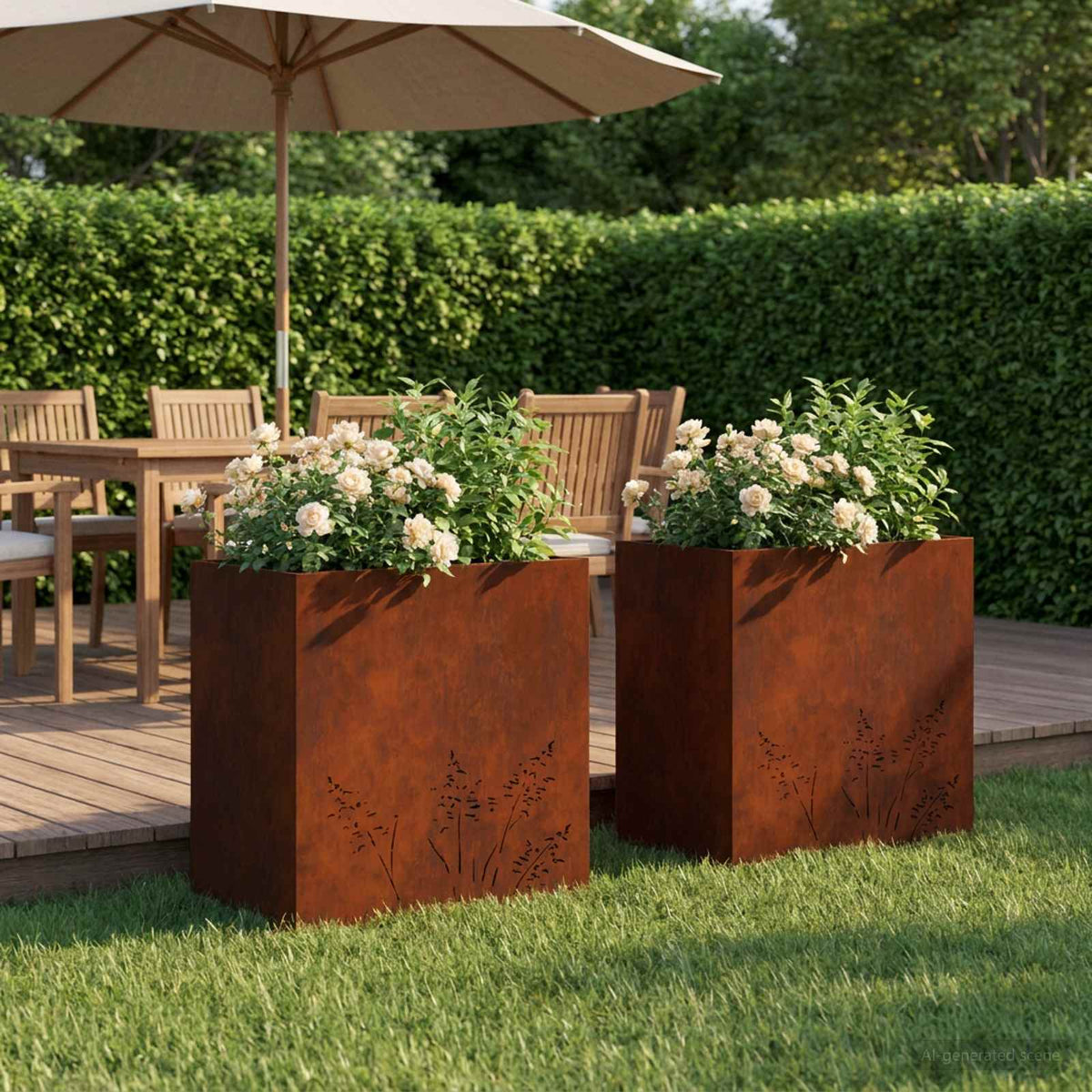 Cache-Pot De Jardin 2 Pc Rouillé