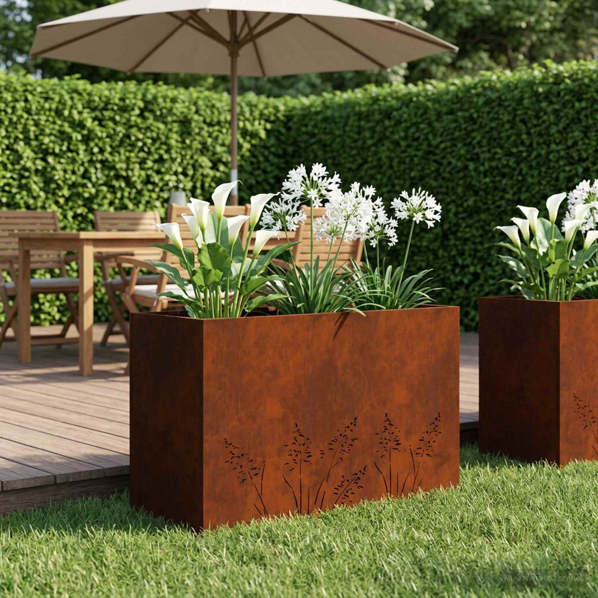 Cache-Pot De Jardin 2 Pc Rouillé