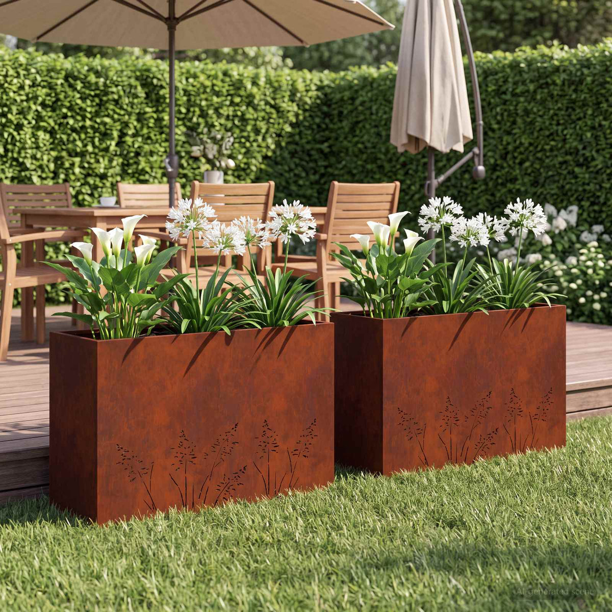 Cache-Pot De Jardin 2 Pc Rouillé