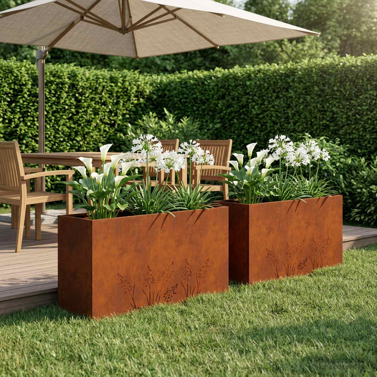 Cache-Pot De Jardin 2 Pc Rouillé