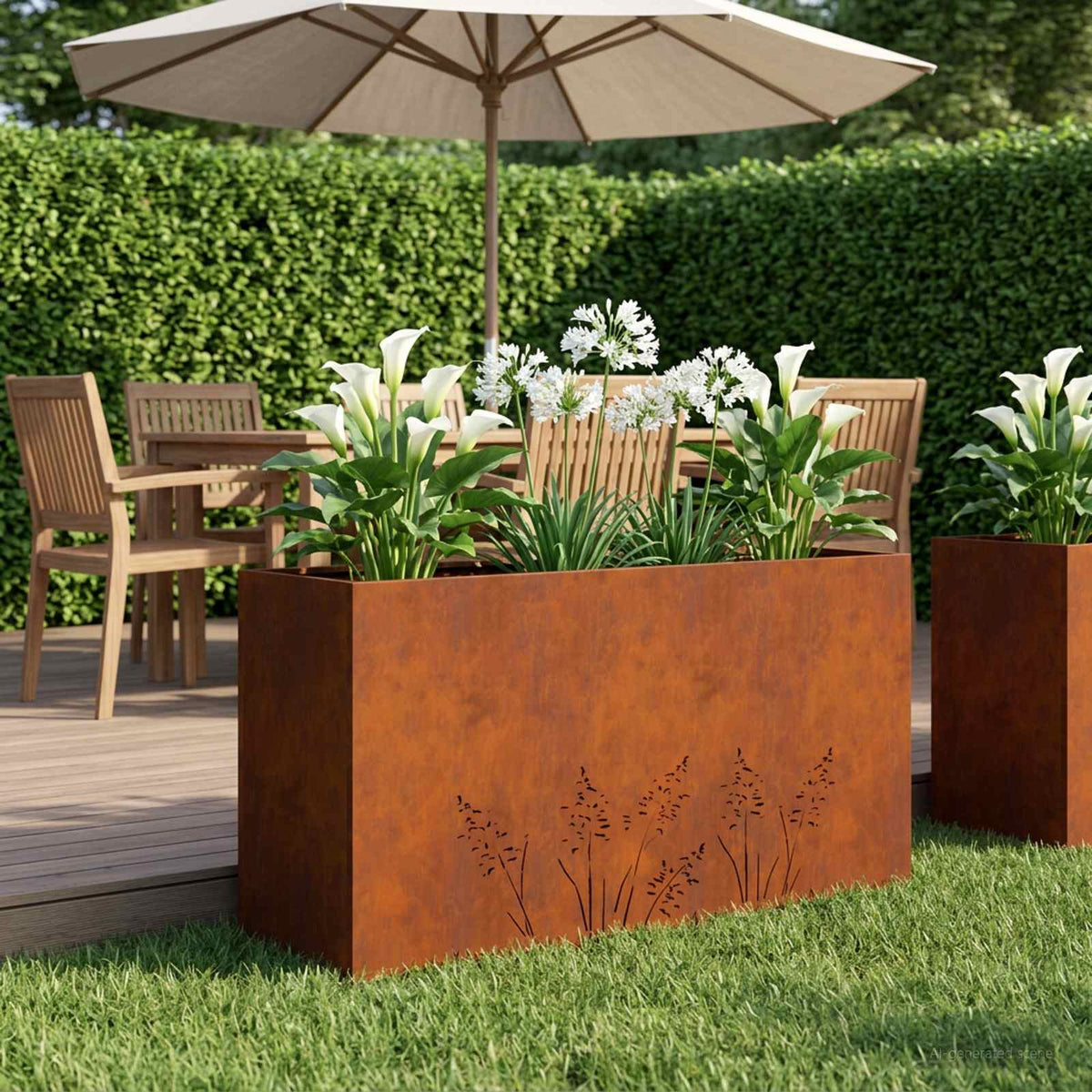 Cache-Pot De Jardin 2 Pc Rouillé