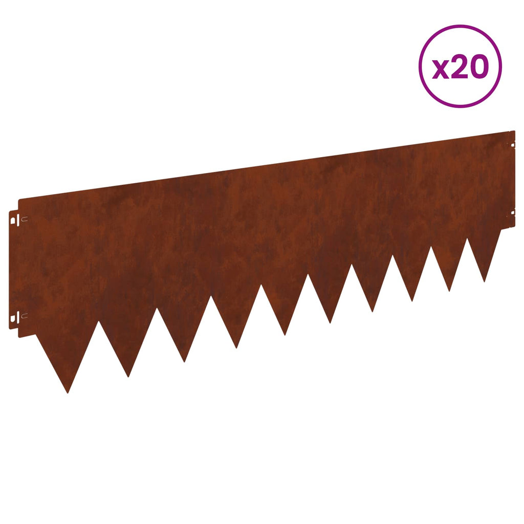 Bordure De Pelouse 20 Pc 103 X Acier Rouillé