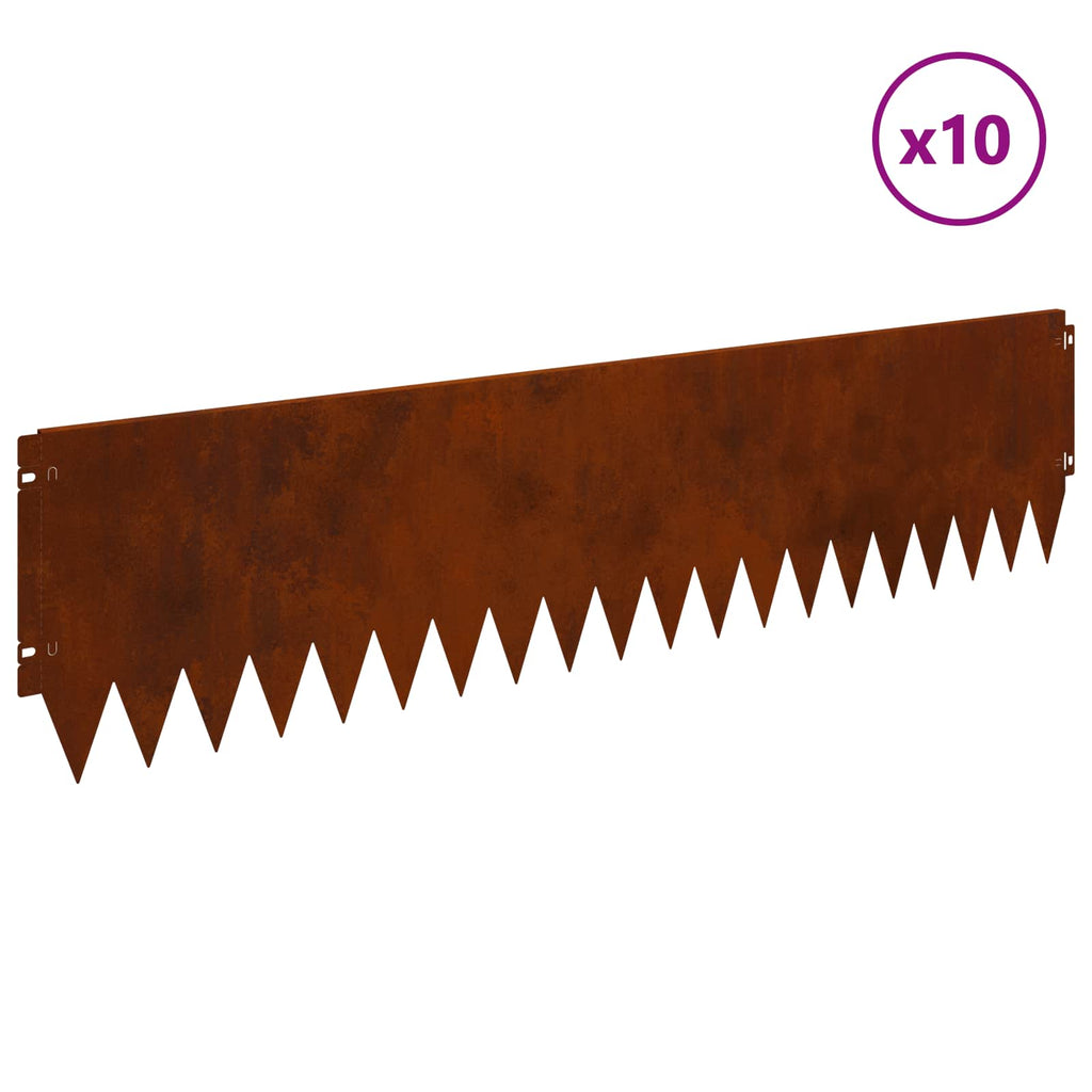 Bordure De Pelouse 10 Pc 103 X Acier Rouillé