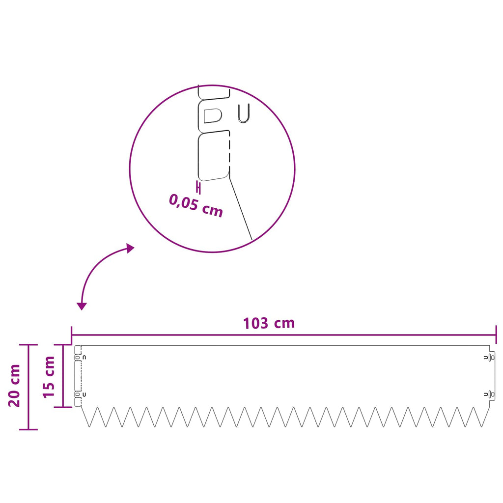 Bordure De Pelouse 10 Pc 103 X Acier Rouillé