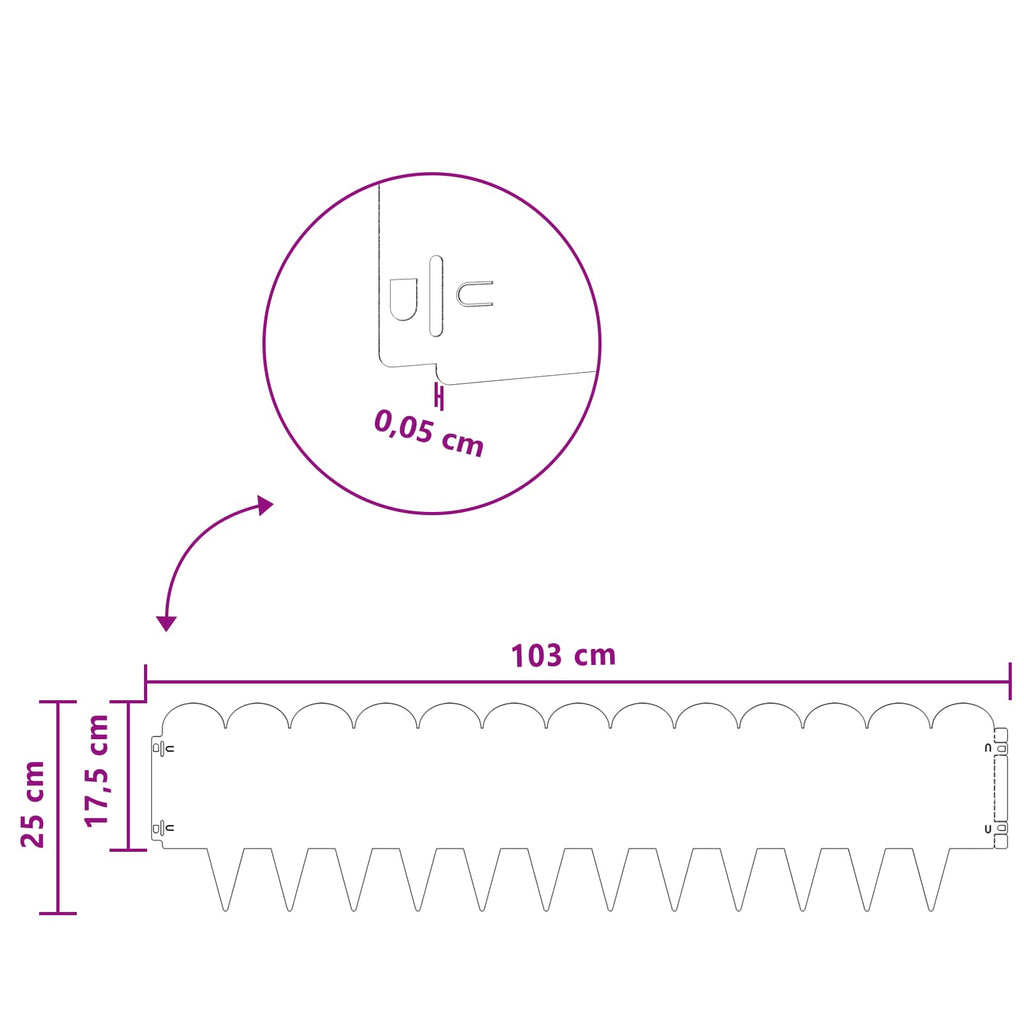 Bordure De Pelouse 10 Pc 103 X Acier Rouillé