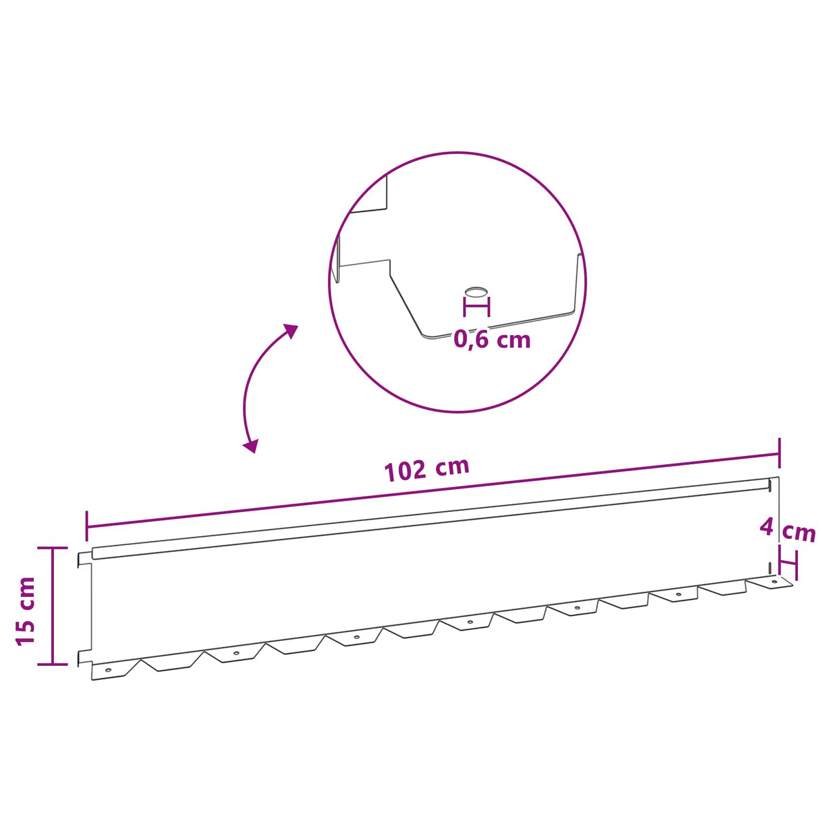 Bordure De Pelouse 10 Pc 102 X 15 X 4 Cm Acier Rouillé