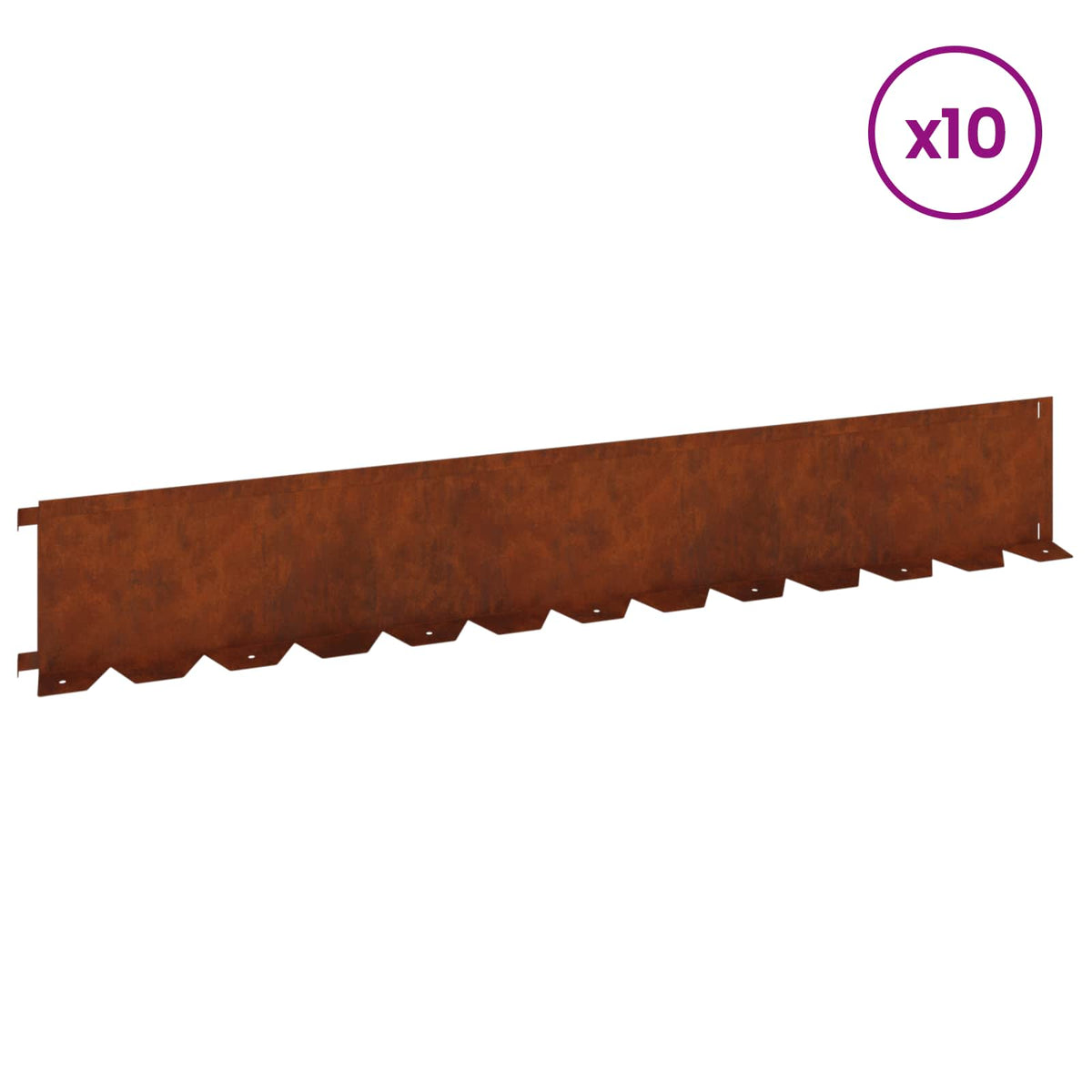 Bordure De Pelouse 10 Pc 102 X 15 X 4 Cm Acier Rouillé