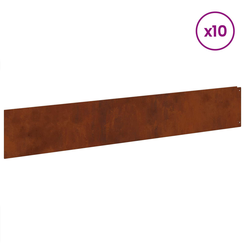 Bordure De Pelouse 10 Pc 100 X Acier Rouillé