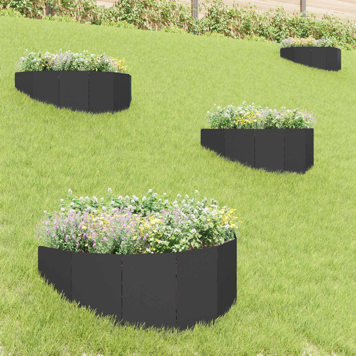 Bordure De Pelouse 4 Pc 100 X 45 Cm Acier Rouillé