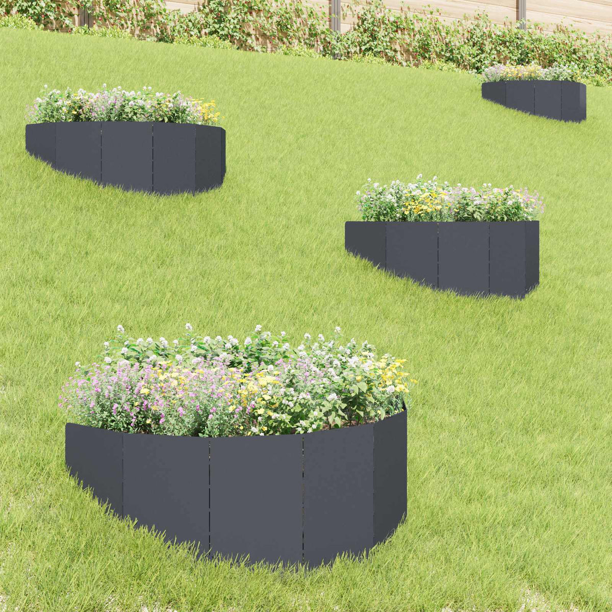 Bordure De Pelouse 4 Pc 100 X 45 Cm Acier Rouillé