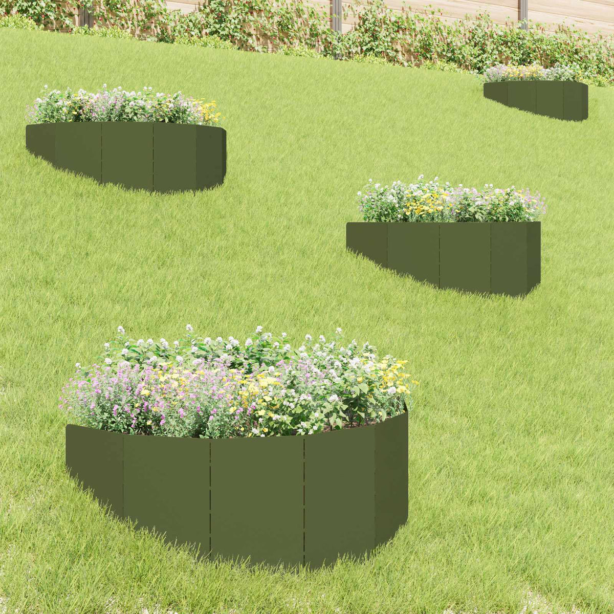 Bordure De Pelouse 4 Pc 100 X 45 Cm Acier Rouillé