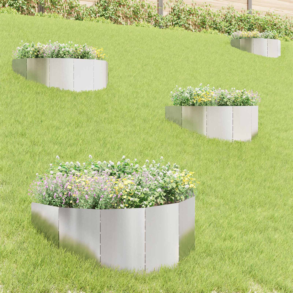 Bordure De Pelouse 4 Pc 100 X 45 Cm Acier Rouillé