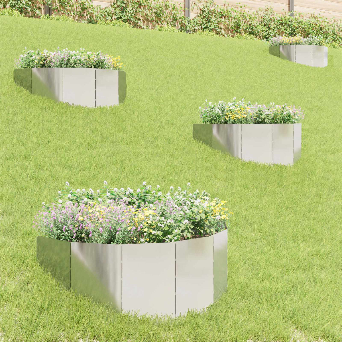 Bordure De Pelouse 4 Pc 100 X 45 Cm Acier Rouillé