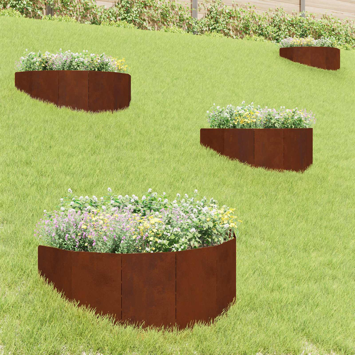 Bordure De Pelouse 4 Pc 100 X 45 Cm Acier Rouillé