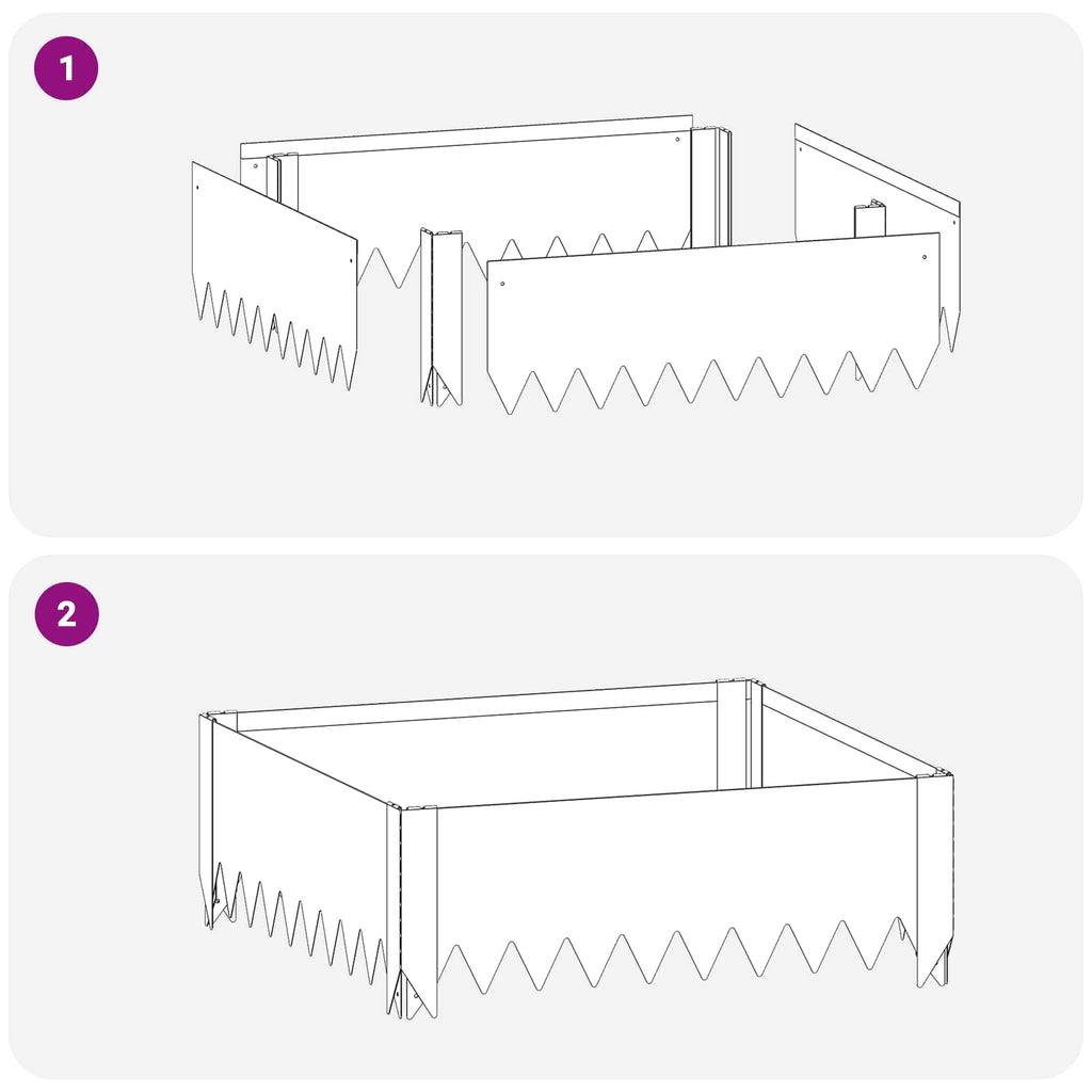 Bordure De Pelouse 4 Pc Acier Rouillé