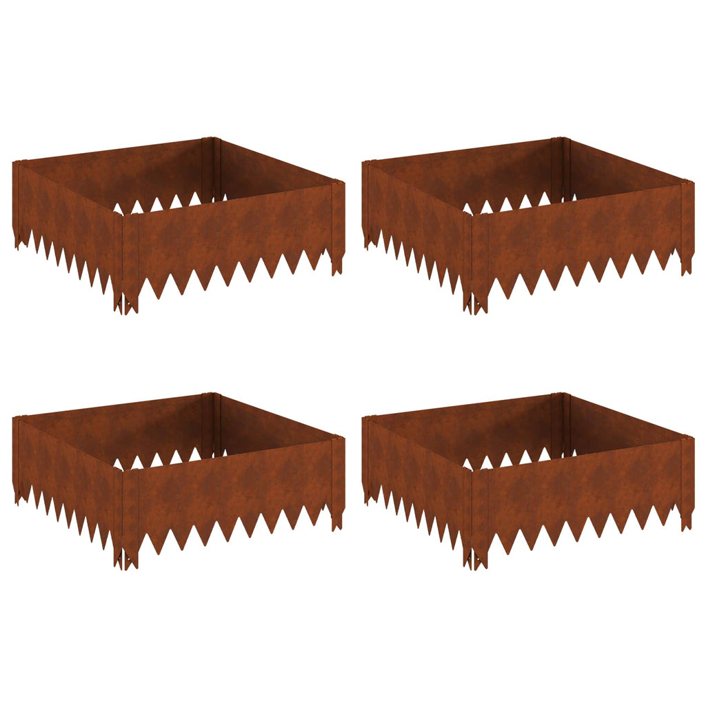 Bordure De Pelouse 4 Pc Acier Rouillé
