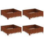 Bordure De Pelouse 4 Pc Acier Rouillé