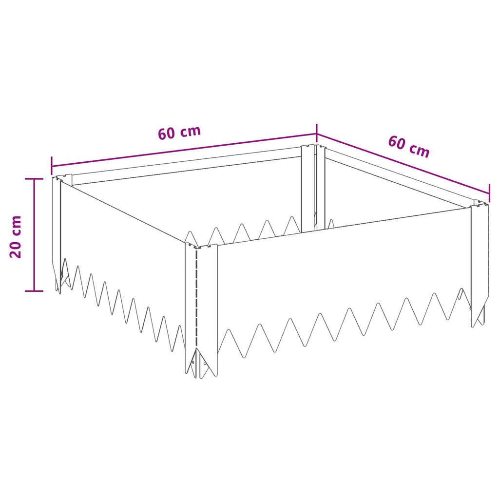 Bordure De Pelouse 4 Pc Acier Rouillé