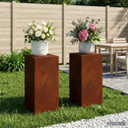Support De Plante Rouillé 30 X 30 X 100 Cm