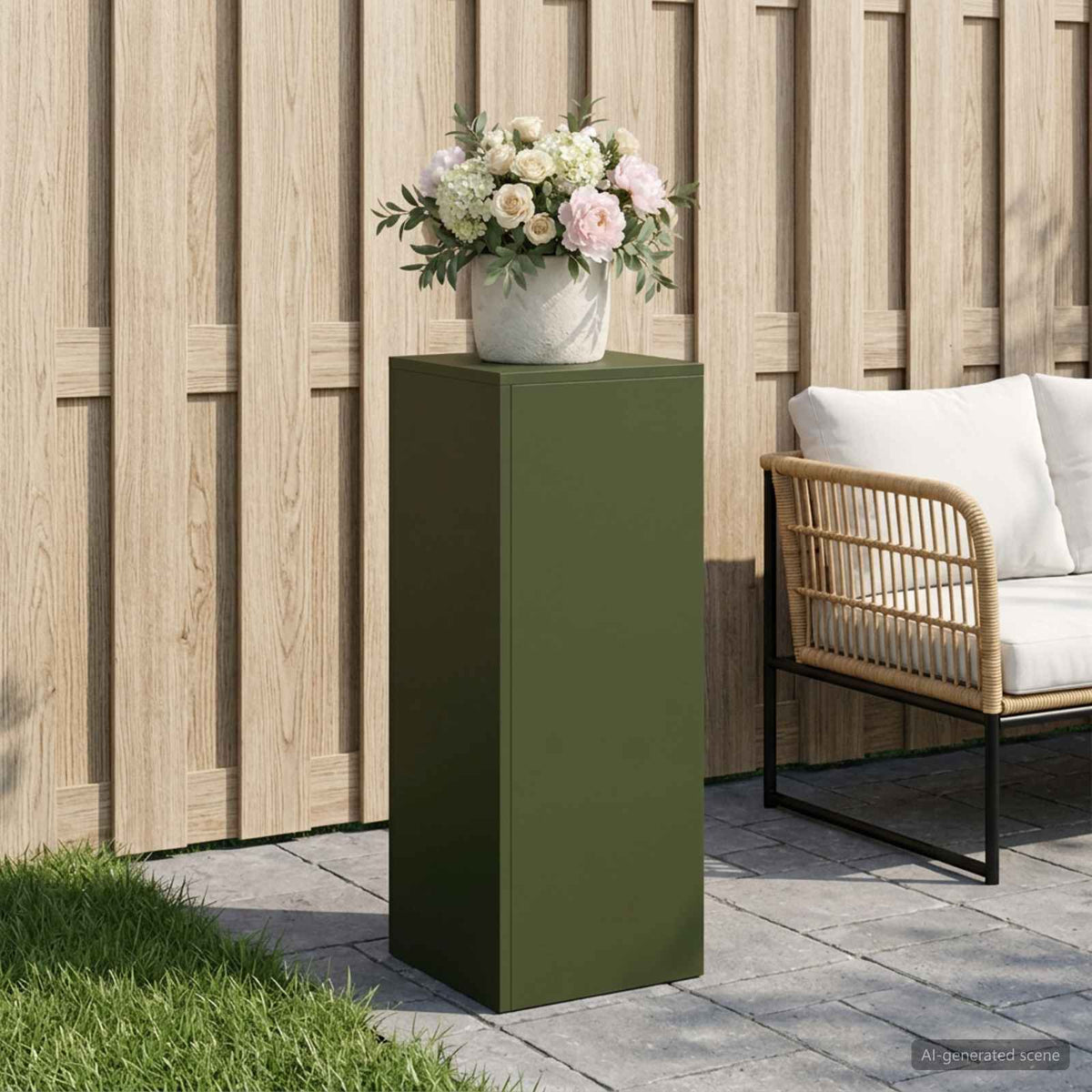 Support De Plante Rouillé 30 X 30 X 100 Cm